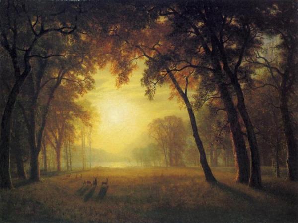 Deer In A Clearing by Albert Bierstadt