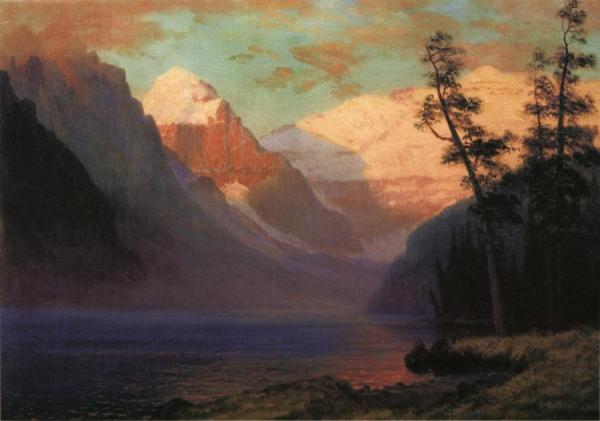 Evening Glow, Lake Louise by Albert Bierstadt