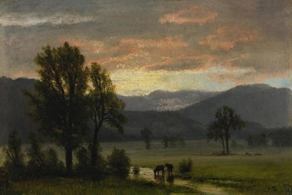 Landscape With Cattle by Albert Bierstadt