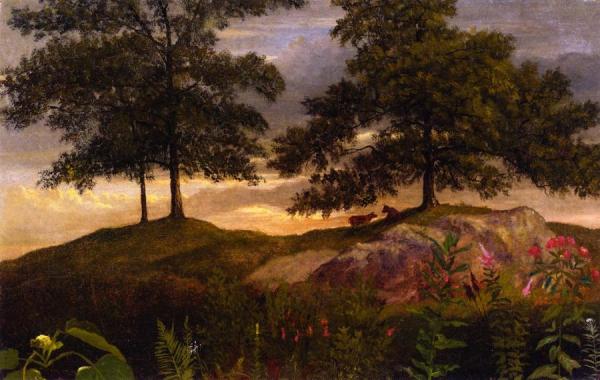 Landscape With Cows by Albert Bierstadt