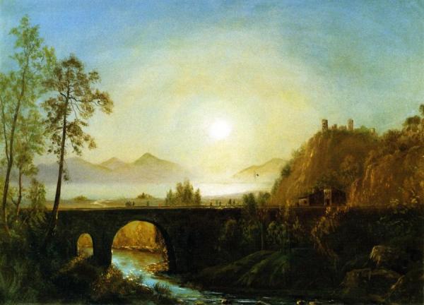 Landscape With Figures And Boat by Albert Bierstadt