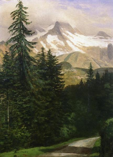 Landscape With Snow-capped Mountains by Albert Bierstadt