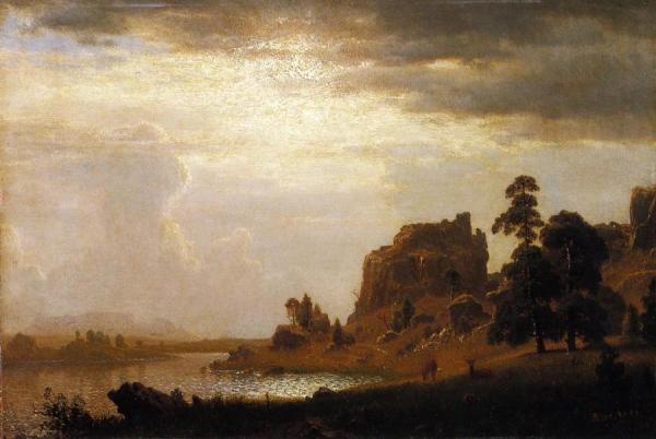 On The Sweetwater Near The Devil's Gate by Albert Bierstadt