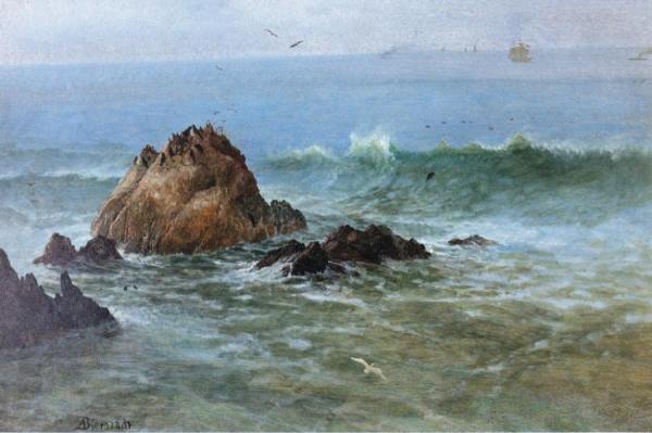 Seal Rocks Off Pacific Coast, California by Albert Bierstadt