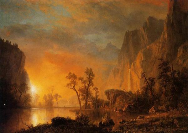 Sunset In The Rockies by Albert Bierstadt Oil Painting Reproductions
