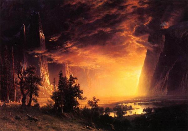 Sunset In The Yosemite Valley by Albert Bierstadt Oil Painting Reproductions