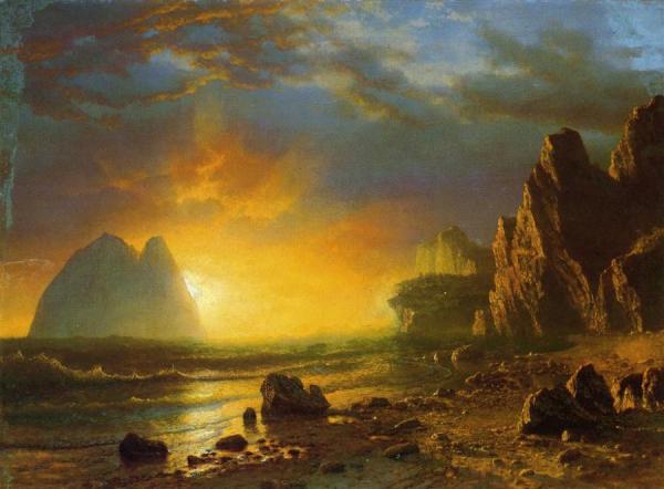 Sunset On The Coast by Albert Bierstadt Oil Painting Reproductions