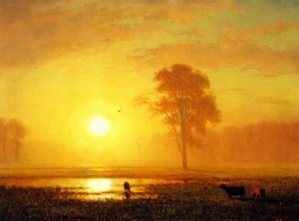Sunset On The Plains by Albert Bierstadt