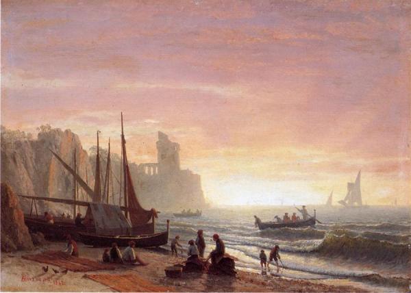 The Fishing Fleet by Albert Bierstadt Oil Painting Reproductions