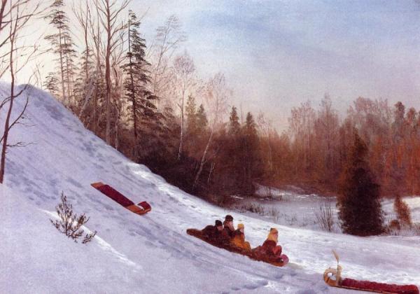 Tobogganing by Albert Bierstadt