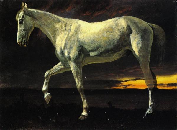 White Horse And Sunset by Albert Bierstadt Oil Painting Reproductions