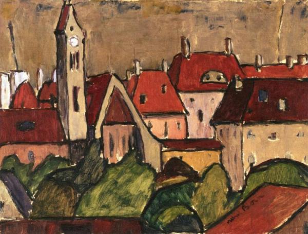 Munich Houses With Tower by Albert Bloch Oil Painting Reproductions