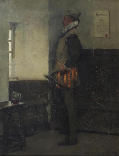 A Gentleman In Doublet And Hose By A Window by Albert Chevallier Tayler