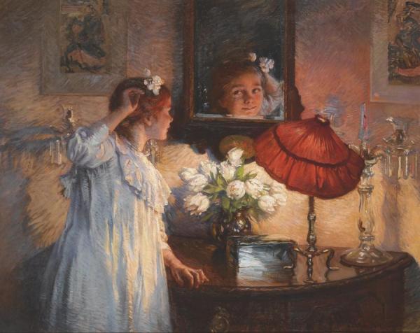The Mirror by Albert Chevallier Tayler Oil Painting Reproductions