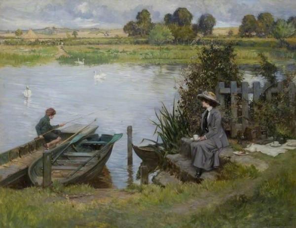 The Thames At Benson, Oxfordshire by Albert Chevallier Tayler