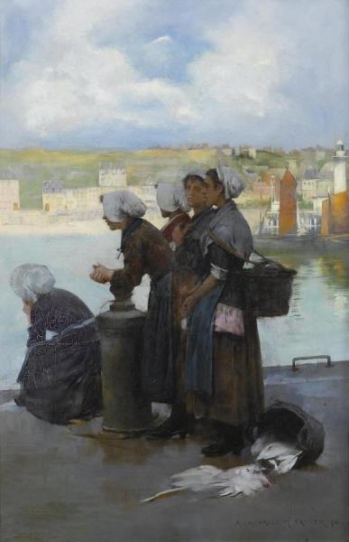 Waiting For The Boats by Albert Chevallier Tayler Oil Painting Reproductions
