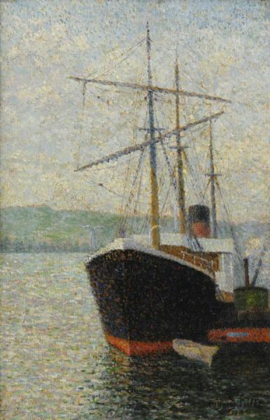 Steamer Dans Le Port De Rouen Ou Trois-mats A Quai, 1886 by Albert Dubois Pillet Oil Painting Reproductions