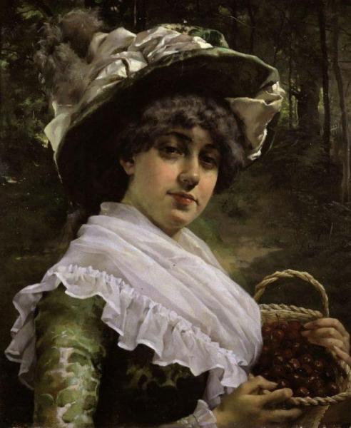 Cherry Girl by Albert Edelfelt Oil Painting Reproductions