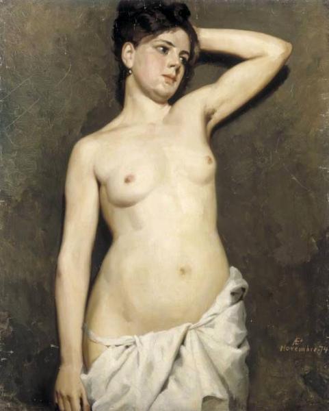 Female Model, Academic Study by Albert Edelfelt