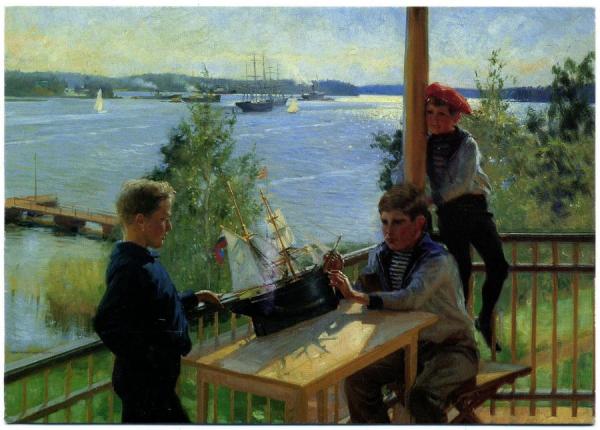 The Eklöf Boys On The Veranda Of Villa Sjökulla by Albert Edelfelt