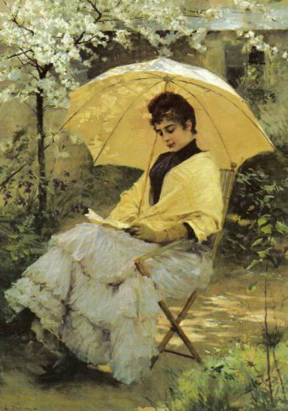 Woman And Parasol by Albert Edelfelt Oil Painting Reproductions