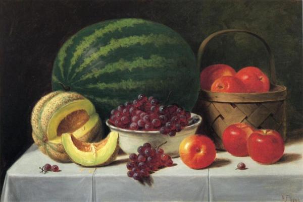 Still Life With Watermelon, Cantaloupe, Grapes And Apples by Albert F. King