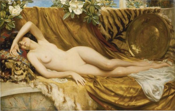 The Tiger Skin by Albert Henry Collings Oil Painting Reproductions