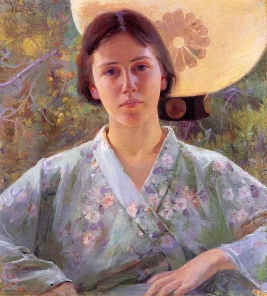 Portrait Of A Lady In A Kimono by Albert Herter
