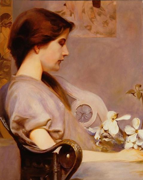 Young Women With Dogwood by Albert Herter
