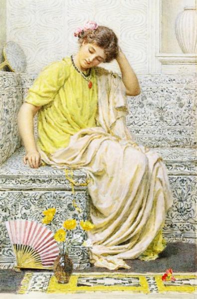 Hairpins by Albert Joseph Moore Oil Painting Reproductions