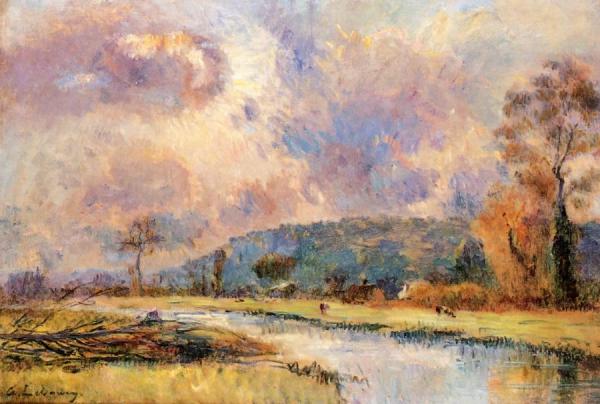 Banks Of The Iton At Hondouville, In Autumn by Albert Lebourg