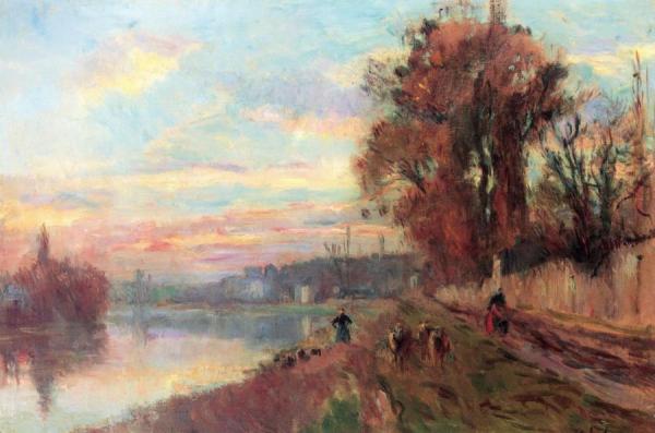 Banks Of The Seine At Chatou by Albert Lebourg