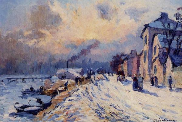 Banks Of The Seine, Winter At Herblay by Albert Lebourg