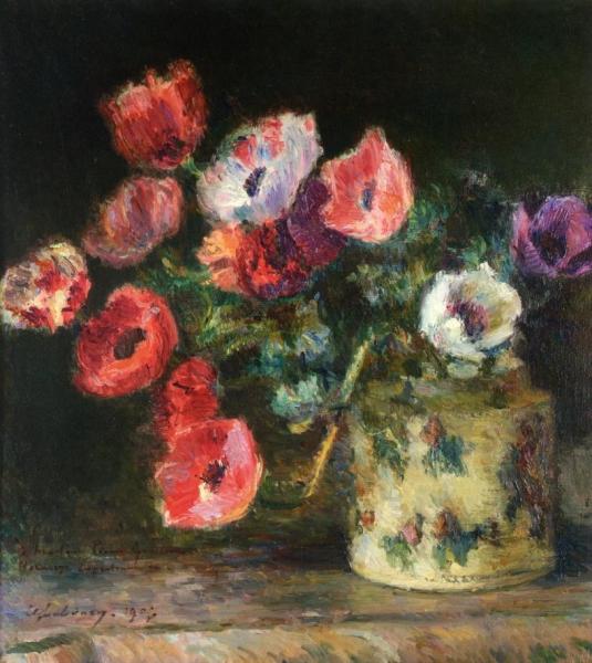 Bouquet Of Anemones by Albert Lebourg