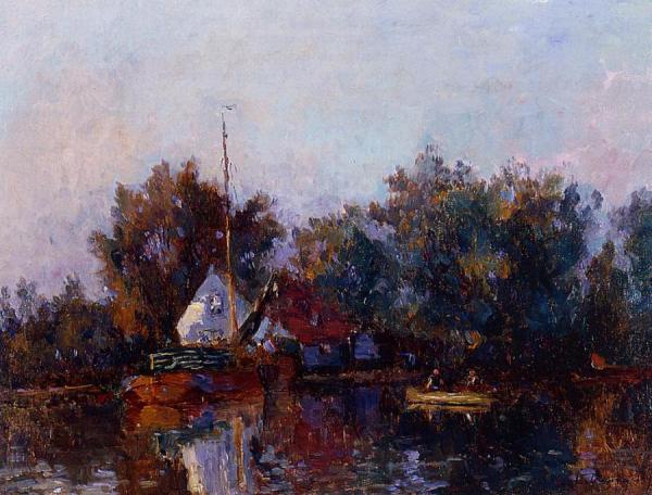 Canal In Holland Near Rotterdam by Albert Lebourg