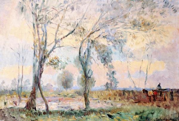 Horse Drawn Cart Near The River by Albert Lebourg