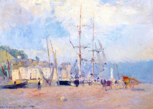On The Port At Honfleur by Albert Lebourg