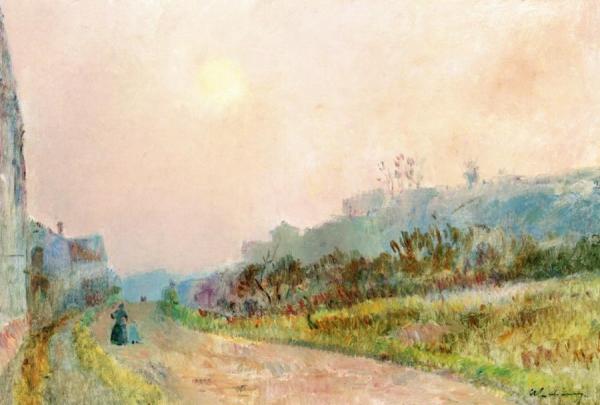 Peasant And Her Son On A Road by Albert Lebourg