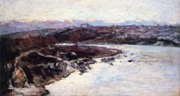 Pont Du Château De L'allier In Winter by Albert Lebourg
