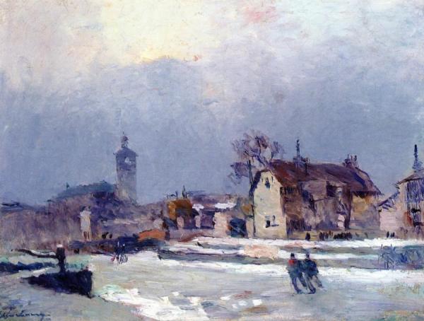 Skaters On The Canal De La Villette by Albert Lebourg