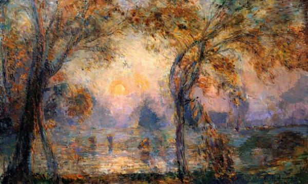 Sunrise Over The Pond, An Autumn Morning At Hondouville by Albert Lebourg