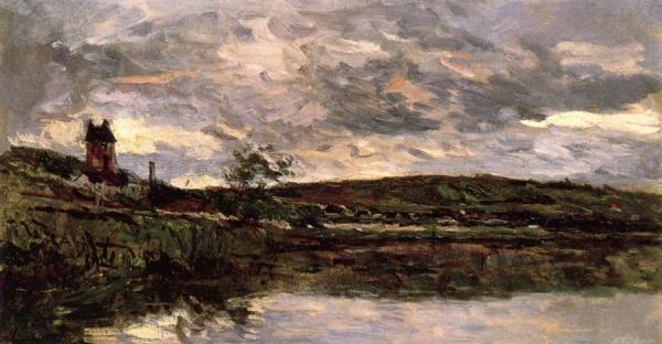 The Banks Of The Seine At Vetheuil, Overcast by Albert Lebourg