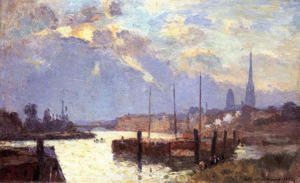 The Port And Cathedral Of Rouen by Albert Lebourg