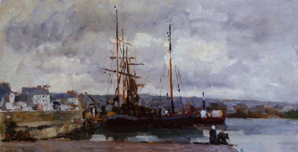 The Port Of Rouen, Grey Weather by Albert Lebourg