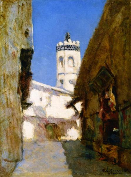 The Rue Des Blondeurs In Algiers by Albert Lebourg