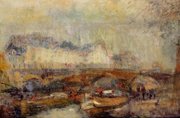 The Small Arm Of The Seine At Pont Neuf by Albert Lebourg