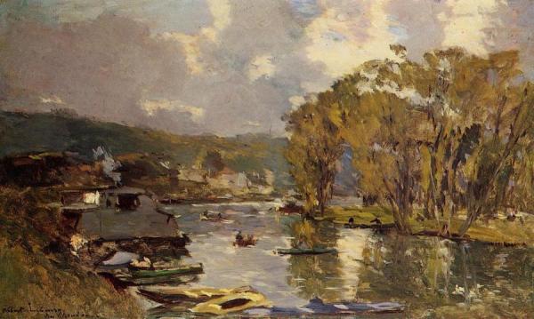The Small Art Of The Saine At Bas-meudon In Autumn, Evening by Albert Lebourg