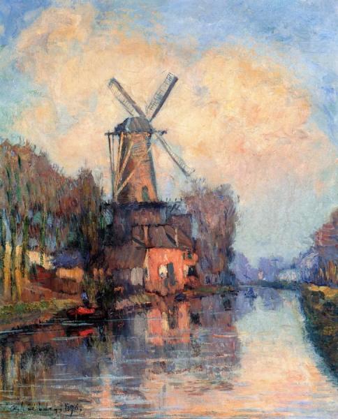 Windmill On The Meuse, Holland by Albert Lebourg