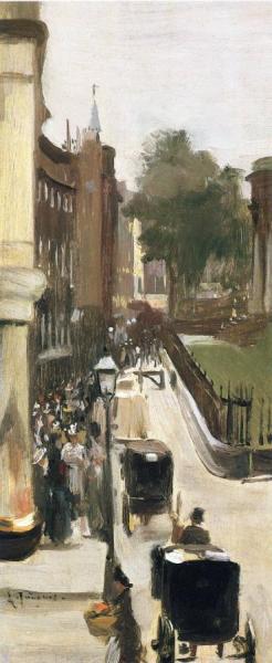 A Busy Street by Albert Ludovici, Jr Oil Painting Reproductions