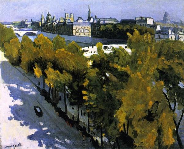 Louvre Embankment And The New Bridge by Albert Marquet